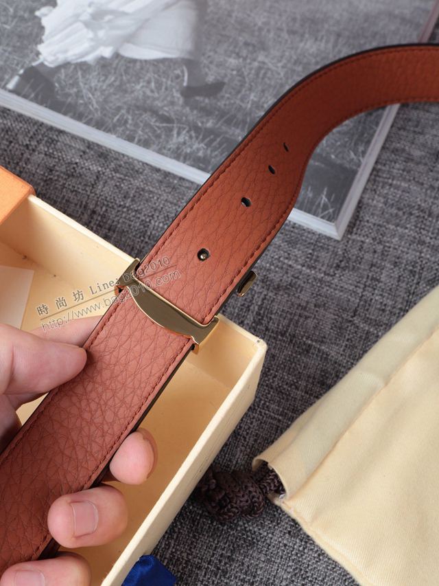 LV皮帶 經典LV腰帶系列 路易威登壓紋牛皮男士腰帶  xfp2119